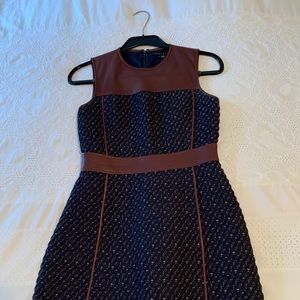 Theory 100% brown leather detail dress